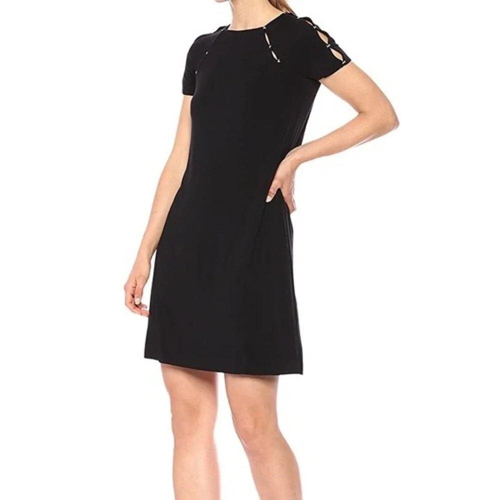 Bailey 44 Dress Black Dust Up Black Short Sleeve Jersey T-Shirt Extra Small Mini